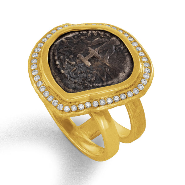 Prutah Coin and Diamond Ring