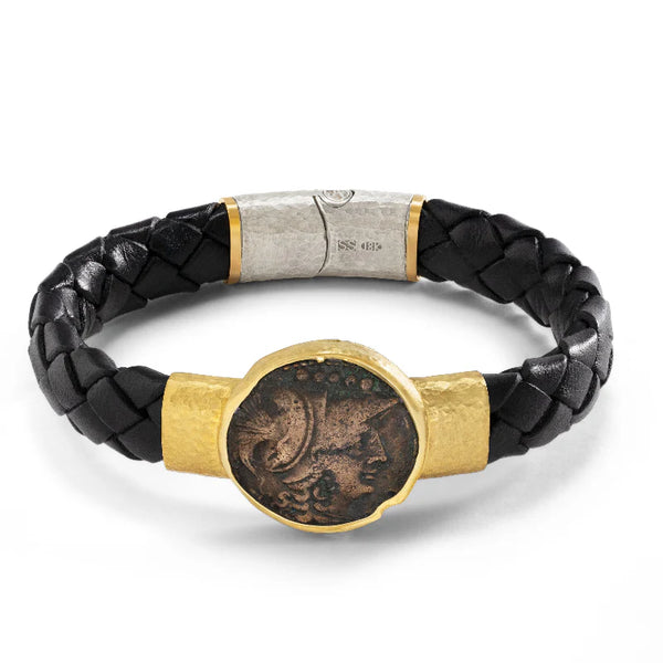 Athena Coin and Leather Bracelet