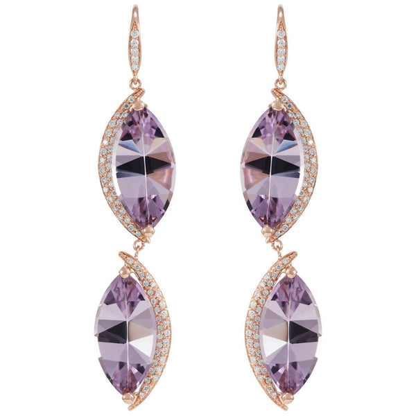 Women's Mirror Cut Rose of France Earrings