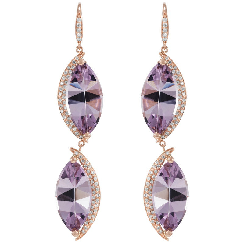 Women's Mirror Cut Rose of France Earrings
