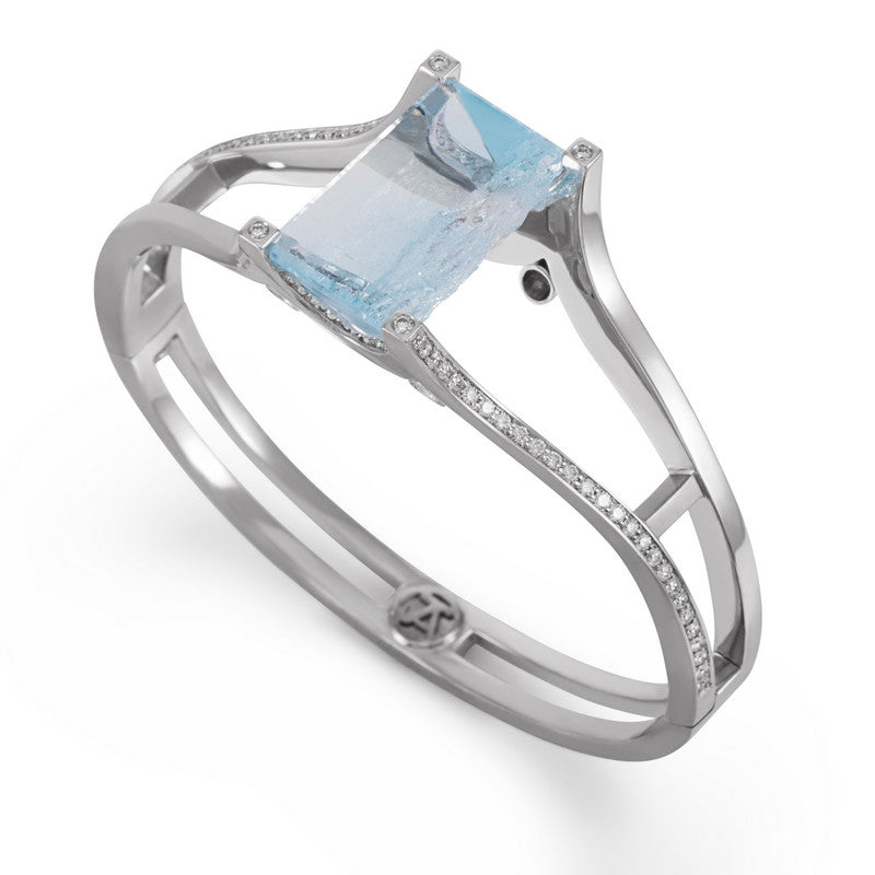 Women's Cleaved Aquamarine and Diamond Bracelet