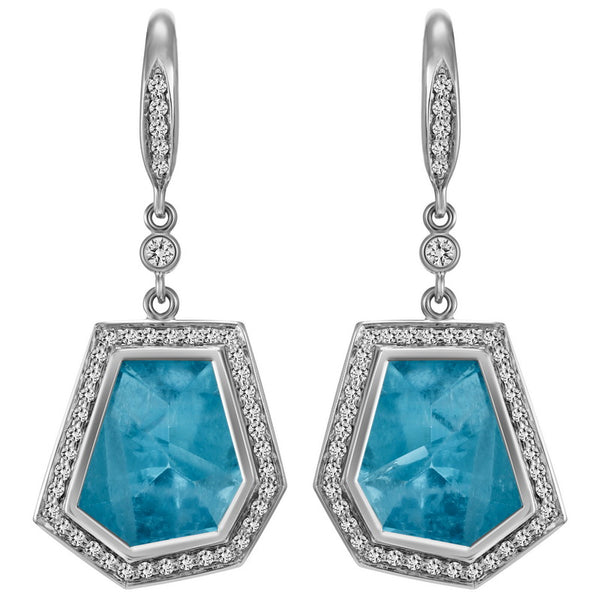 Women's Aquamarine and Diamond Halo Earrings
