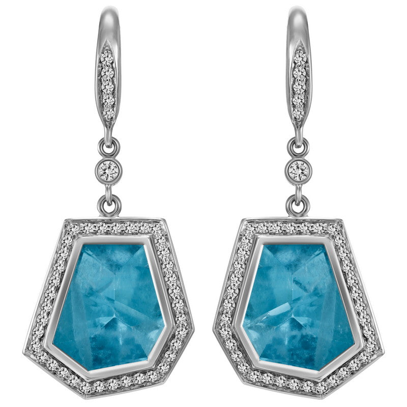 Women's Aquamarine and Diamond Halo Earrings