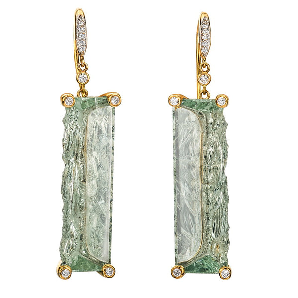 Women's Cleaved Prasiolite Dangle Earrings