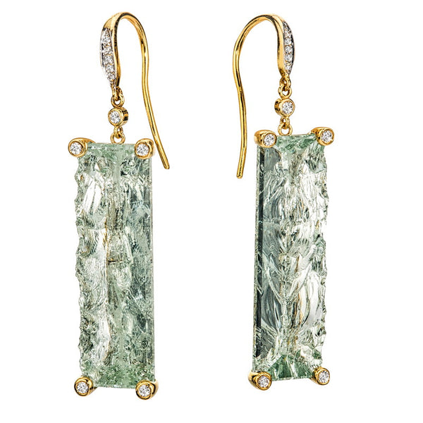 Women's Cleaved Prasiolite Dangle Earrings