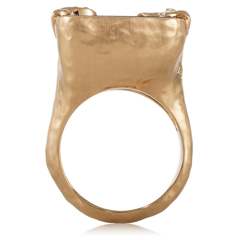 Women's Cleaved Citrine and Diamond Hammered Ring