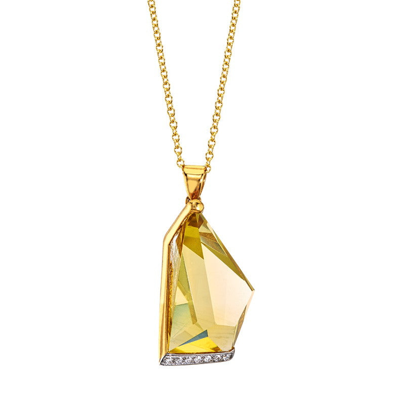 Women's Mirror Cut Lemon Quartz Necklace
