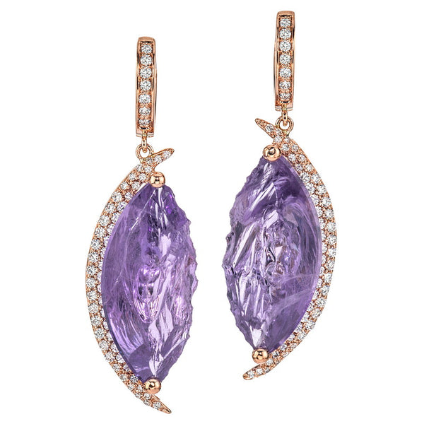 Women's Cleaved Marquise Amethyst Earrings