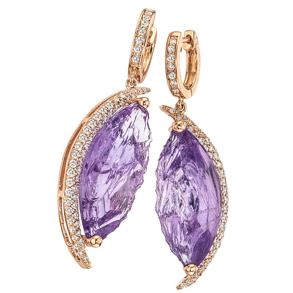 Women's Cleaved Marquise Amethyst Earrings