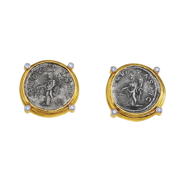 Ancient, Authentic Aequitas Coin and Diamond Earrings