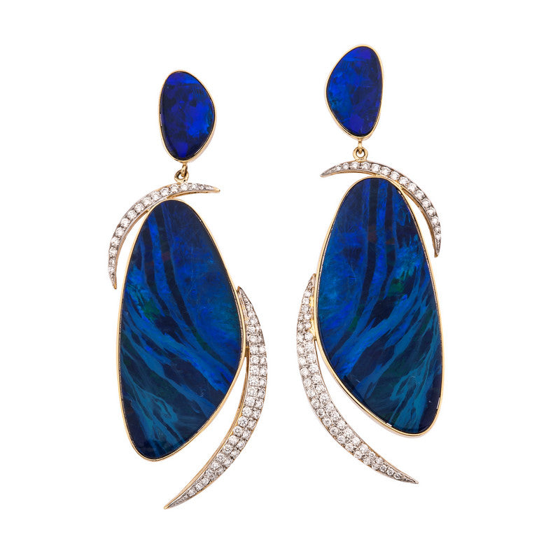 Women's Australian Opal Doublet Dangle Earrings