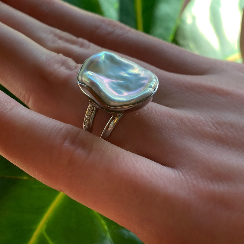 Women's Keshi Pearl Double Shank Ring