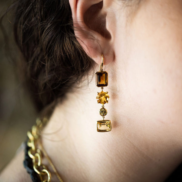 Women's Citrine and Beryl Dangle Earrings