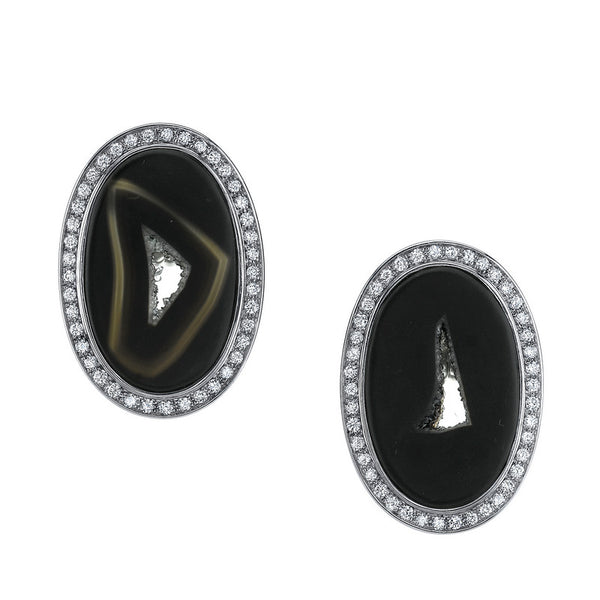 Women's Druzy Agate and Diamond Earrings