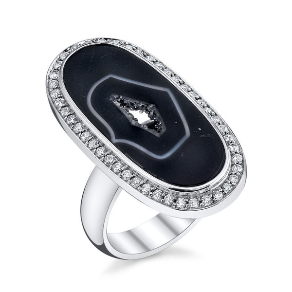 Women's Druzy Agate and Diamond Ring