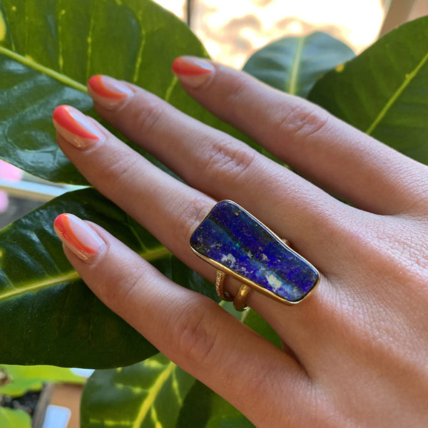Women's Australian Boulder Opal Double Shank Ring
