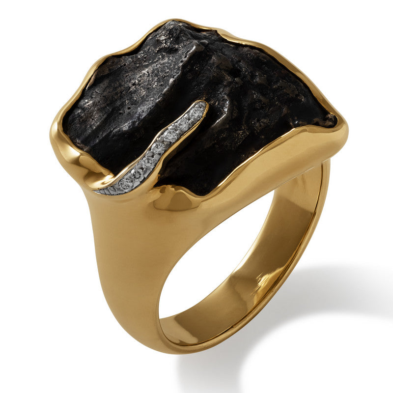 Women's Sikhote-Alin Meteorite and Diamond Ring