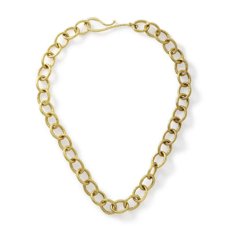Women's Hammered Link Necklace with Hook