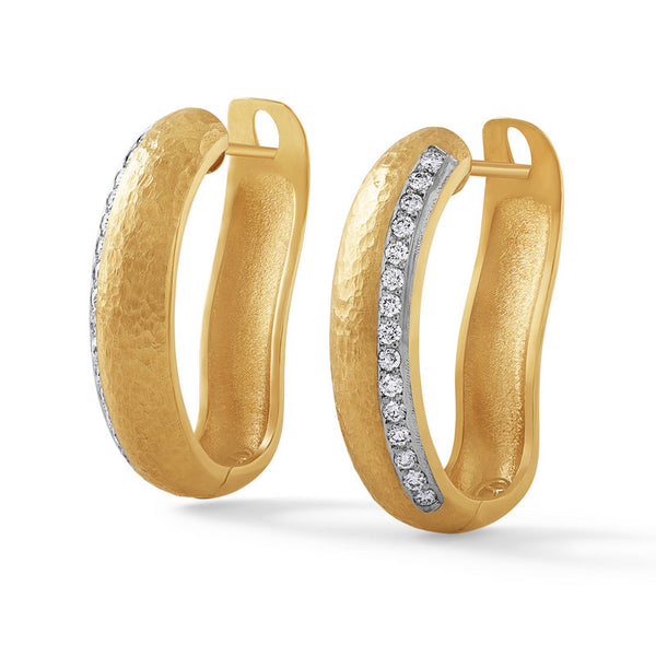 Women's Hammered Diamond Hoops