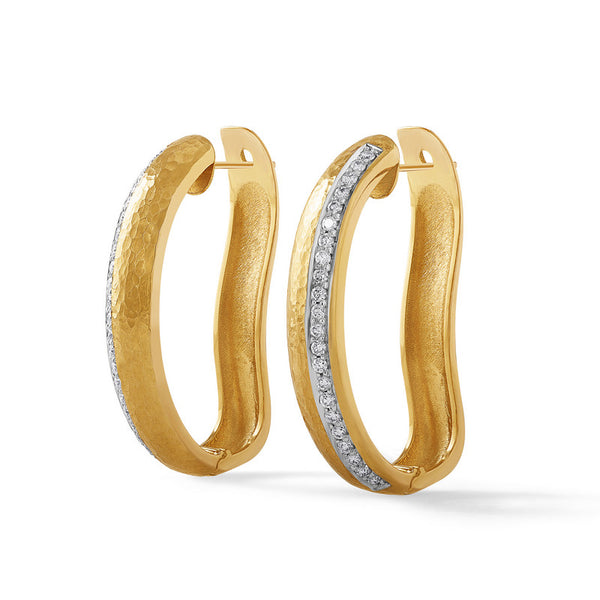 Women's Large Hammered Diamond Hoops