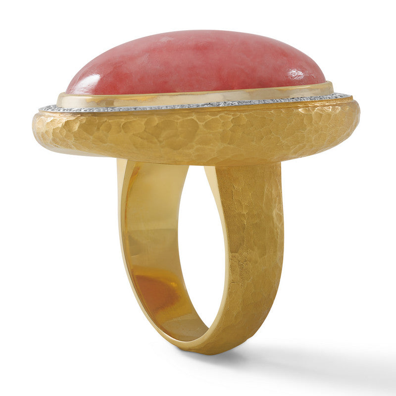 Women's Rhodochrosite and Diamond Ring