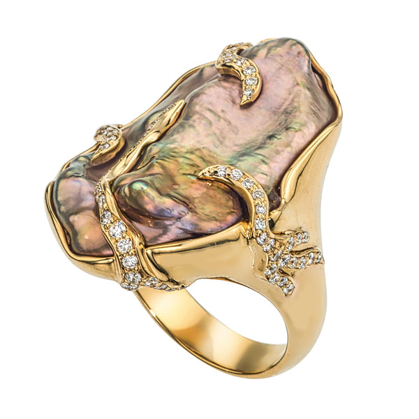 Women’s Fresh Water  Pearl and Diamond Ring