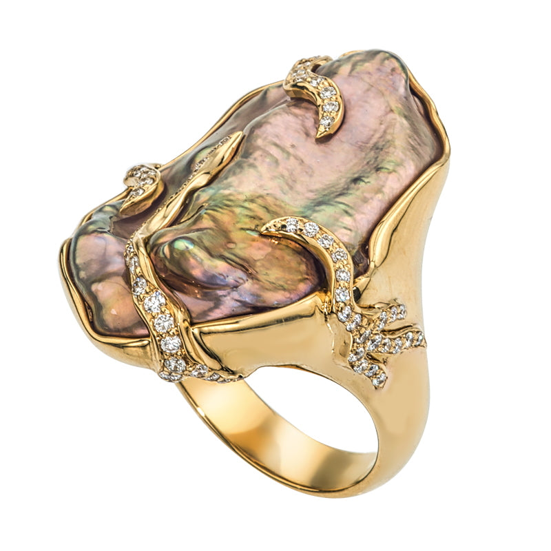 Women’s Fresh Water  Pearl and Diamond Ring
