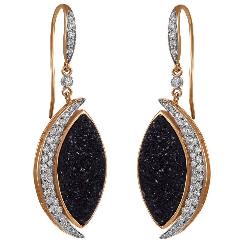 Women’s Druzy Black Onyx and Diamond Earrings