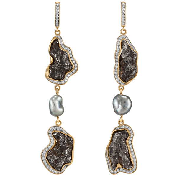 Women’s Sikhote-Alin Meteorite and Pearl Earrings