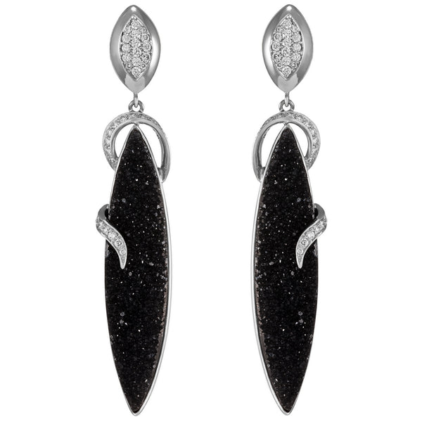Women’s Druzy Black Onyx and Diamond Earrings