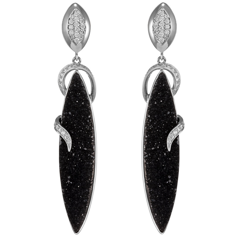 Women’s Druzy Black Onyx and Diamond Earrings