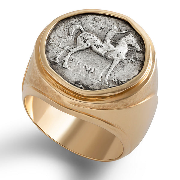 Men's Ancient, Authentic Horse Coin Ring