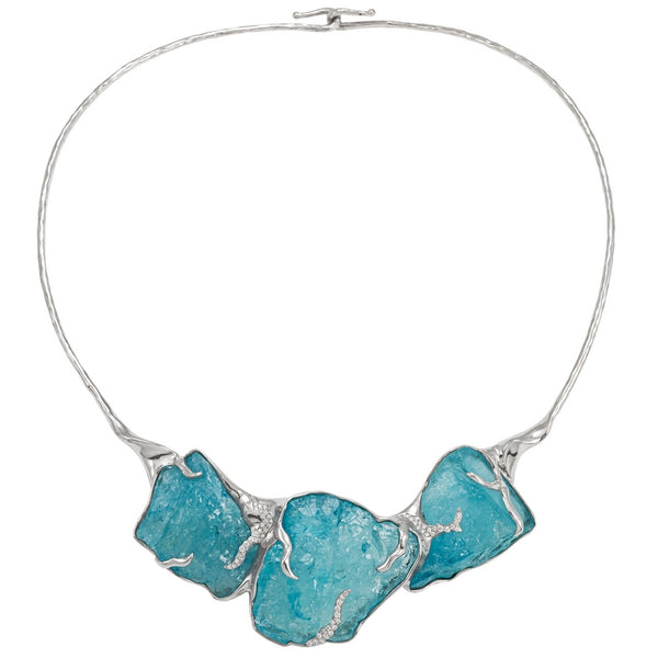 Women’s Raw Aquamarine and Diamond Collar