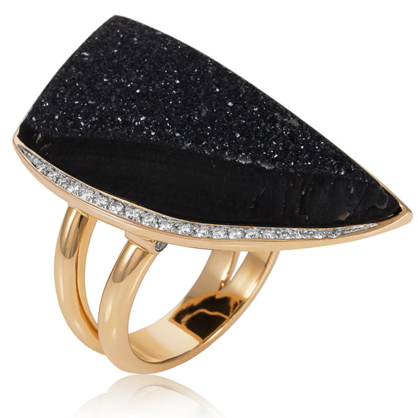 Women’s Druzy Black Onyx and Diamond Ring