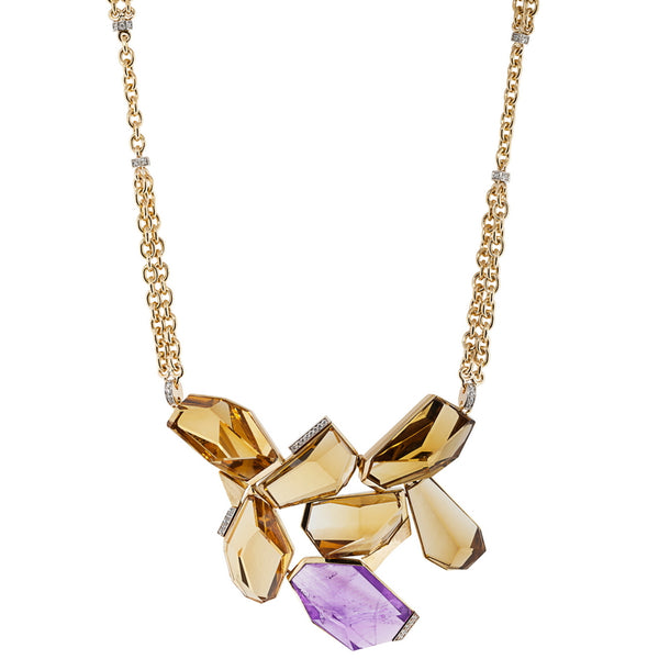 Women’s Mirror Cut Citrine and Amethyst Necklace