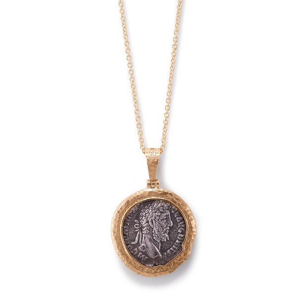 Unisex Ancient, Authentic Commodus and Winged Caduceus Coin Necklace