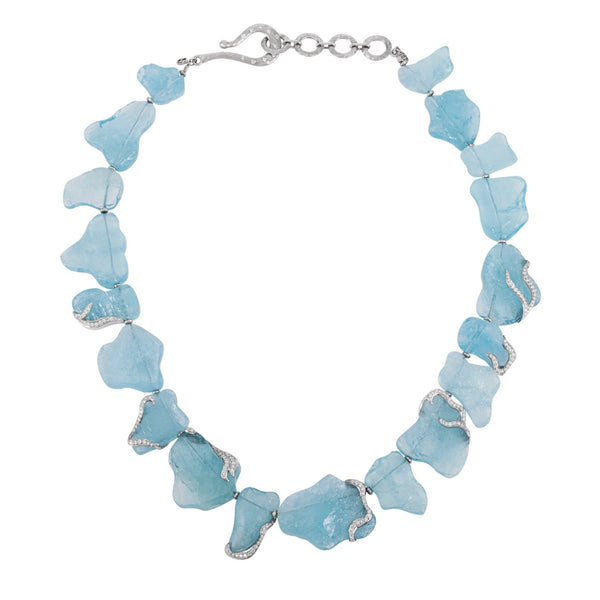 Women’s Raw Aquamarine and Diamond Necklace