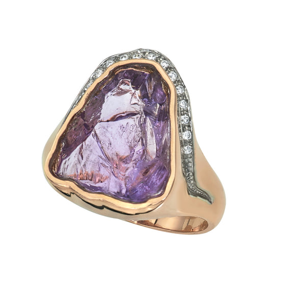 Women's Cleaved Amethyst and Diamond Ring