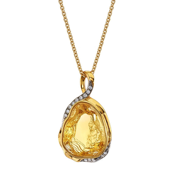 Women’s Cleaved Citrine and Diamond Pendant