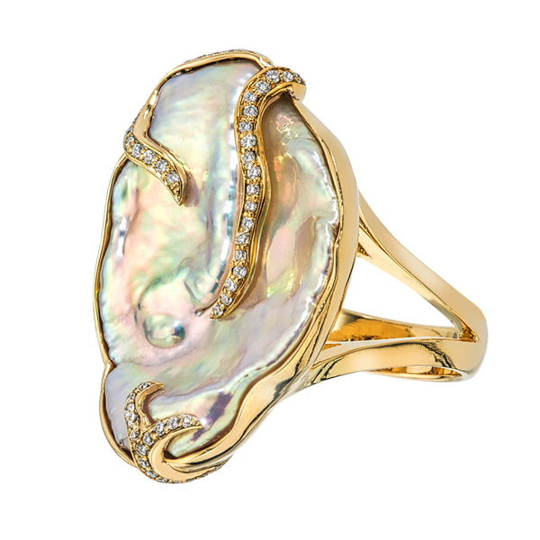 Women’s Freshwater Pearl and Diamond Ring