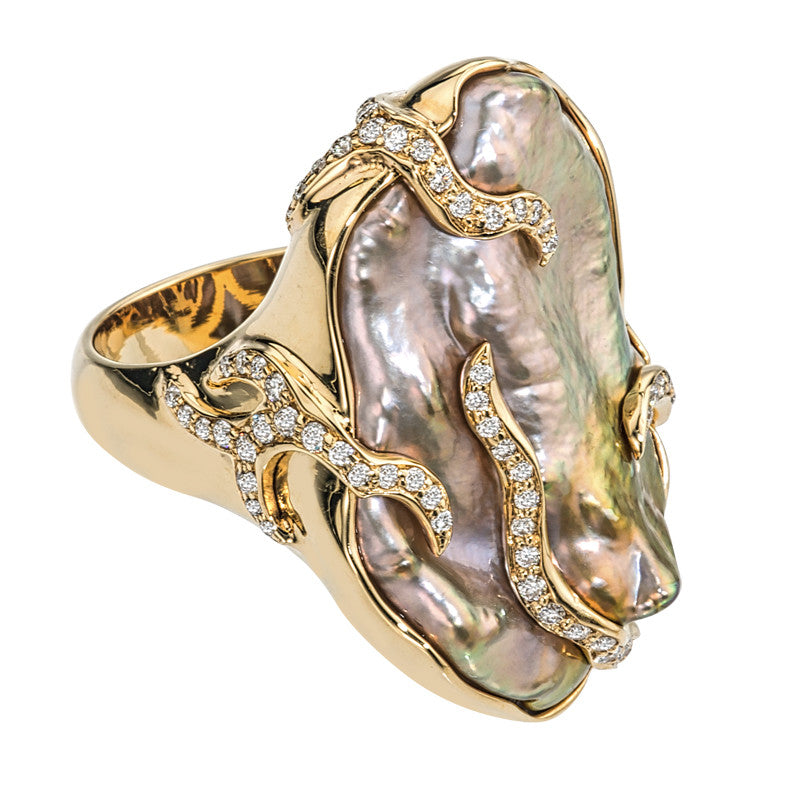 Women’s Fresh Water  Pearl and Diamond Ring