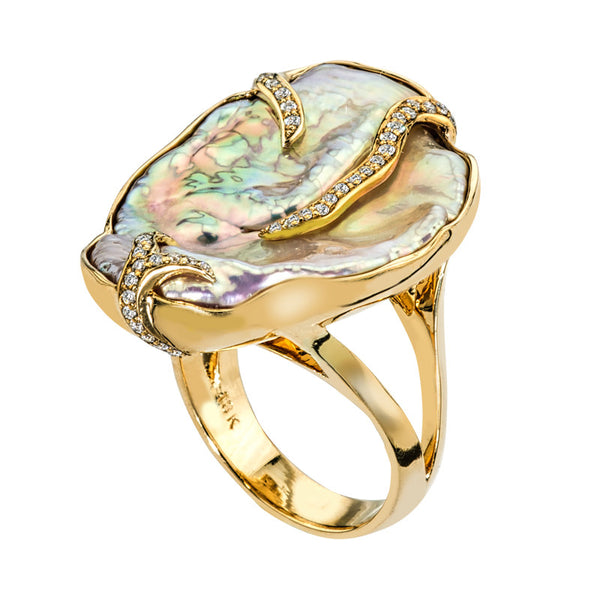 Women’s Freshwater Pearl and Diamond Ring