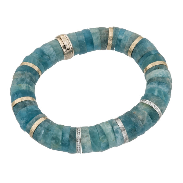 Women’s Raw Aquamarine and Diamond Bracelet