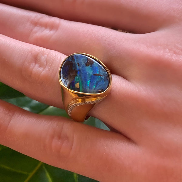 Unisex Australian Opal Ring